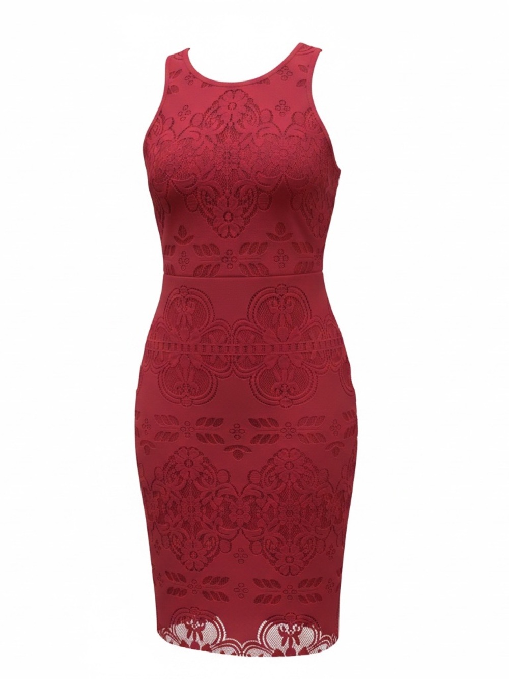 Guess Red Lace Midi Sheath Dress Lacy Stunning!